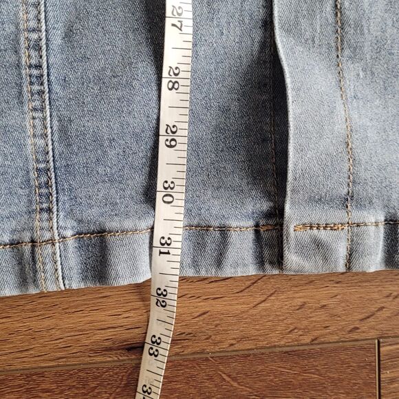 NEW Denim Maxi Skirt Sz 11 29 Button Front Happily Grey Boho Stretch Modest - Picture 14 of 16